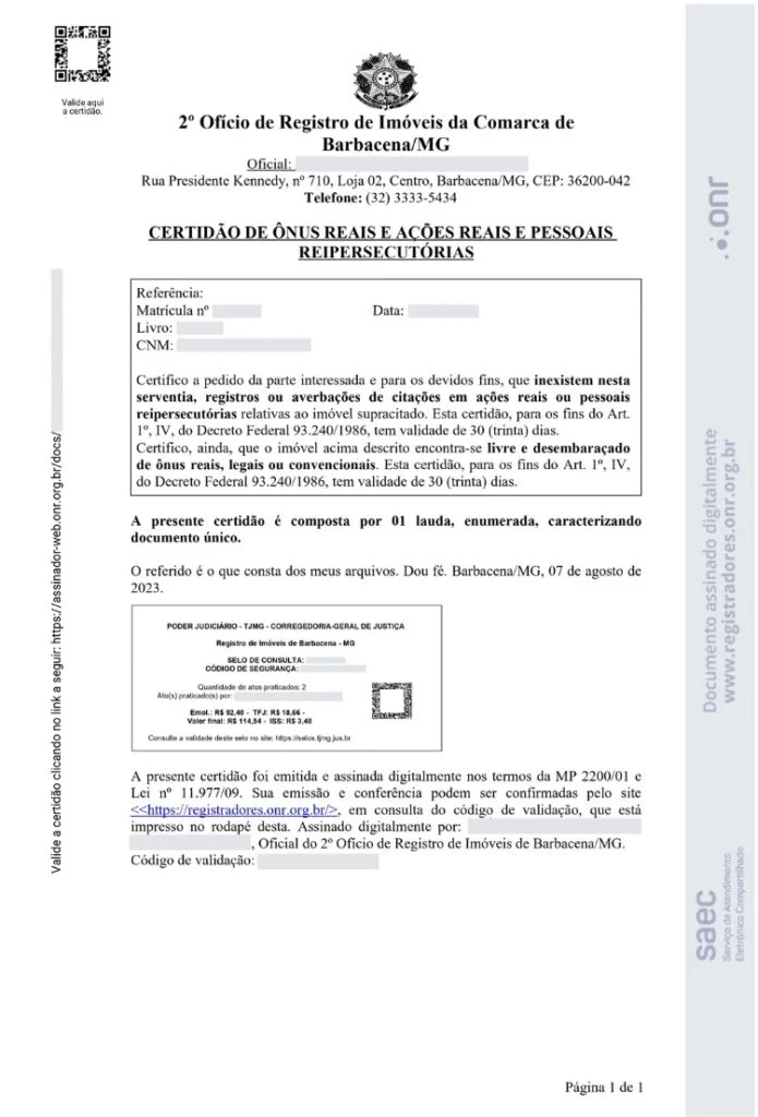Certidão de ônus reais - Marcelo Camara Negócios Imobiliários